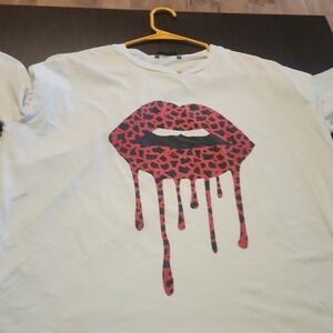 SHEIN White Top with Red Lips Graphic